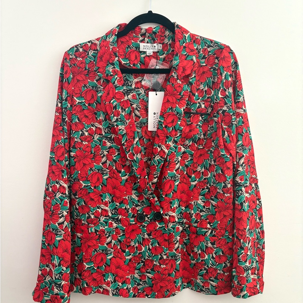 Molly Bracken Vibrant Red and Green Floral Jacket